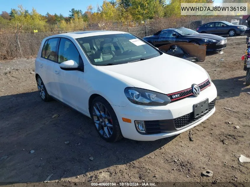 2013 Volkswagen Gti 4-Door/4-Door Autobahn/Drivers Edition/Wolfsburg Edition VIN: WVWHD7AJ8DW136158 Lot: 40608194