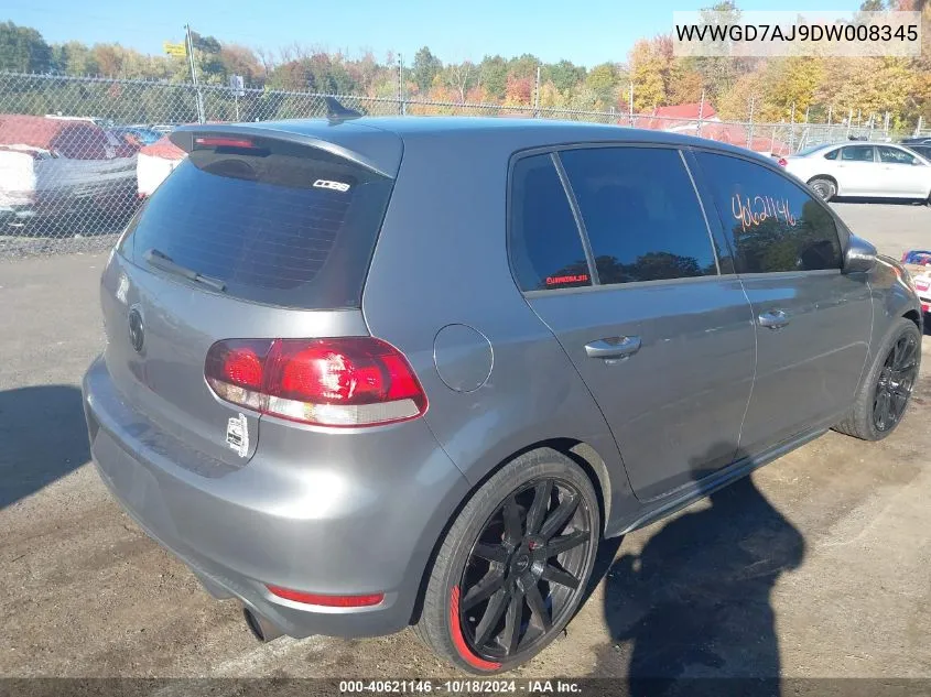 2013 Volkswagen Gti 4-Door VIN: WVWGD7AJ9DW008345 Lot: 40621146