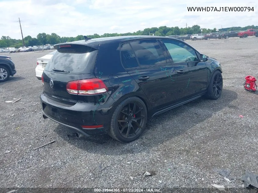 2014 Volkswagen Gti Wolfsburg Edition VIN: WVWHD7AJ1EW000794 Lot: 39944365