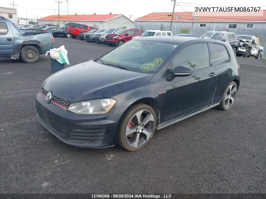 2015 Volkswagen Gti VIN: 3VWYT7AU5FM086767 Lot: 12100308