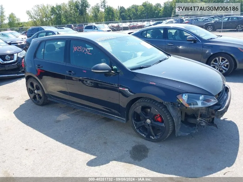 3VW4T7AU3GM006186 2016 Volkswagen Gti S/Se/Autobahn