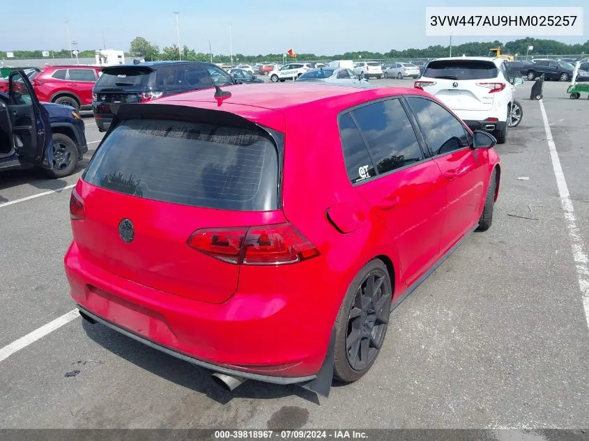 2017 Volkswagen Golf Gti Autobahn 4-Door/S 4-Door/Se 4-Door/Sport 4-Door VIN: 3VW447AU9HM025257 Lot: 39818967