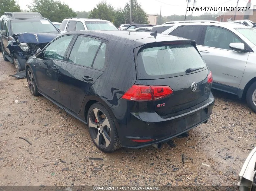 3VW447AU4HM012724 2017 Volkswagen Gti S/Se/Autobahn