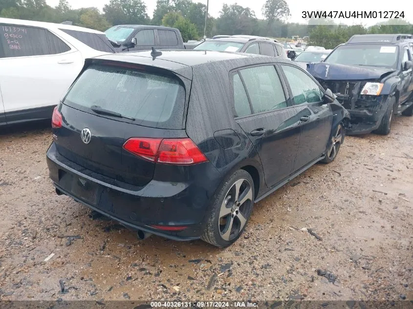 3VW447AU4HM012724 2017 Volkswagen Gti S/Se/Autobahn