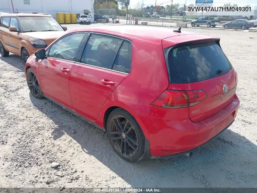 3VW447AU7HM049301 2017 Volkswagen Gti S/Se/Autobahn