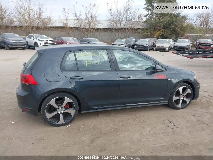 2017 Volkswagen Golf Gti Autobahn 4-Door/S 4-Door/Se 4-Door/Sport 4-Door VIN: 3VW5T7AU7HM059026 Lot: 40686639