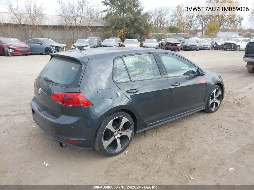 2017 Volkswagen Golf Gti Autobahn 4-Door/S 4-Door/Se 4-Door/Sport 4-Door VIN: 3VW5T7AU7HM059026 Lot: 40686639