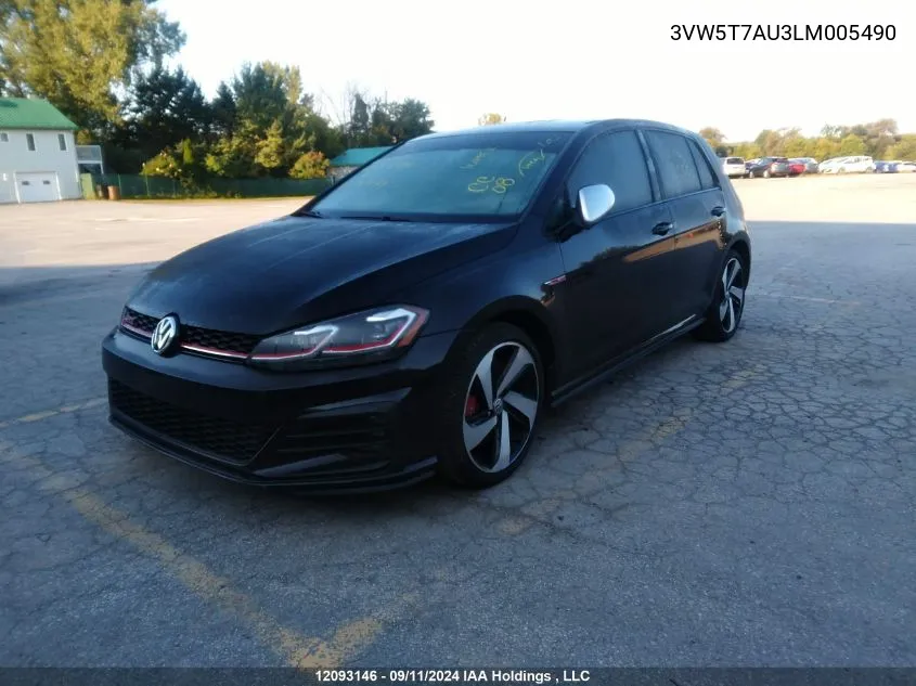 2020 Volkswagen Gti S/Se/Autobahn VIN: 3VW5T7AU3LM005490 Lot: 12093146