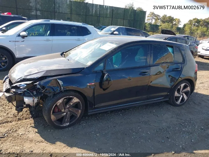 2020 Volkswagen Golf Gti 2.0T Autobahn/2.0T S/2.0T Se VIN: 3VW5T7AU8LM002679 Lot: 40544872