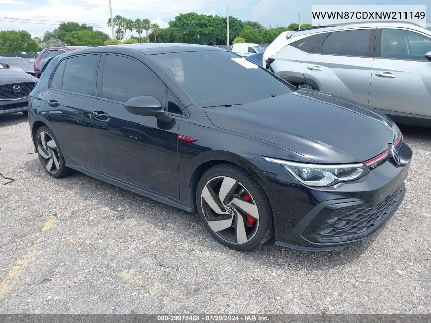 2022 Volkswagen Golf Gti 2.0T Se VIN: WVWN87CDXNW211149 Lot: 39978468