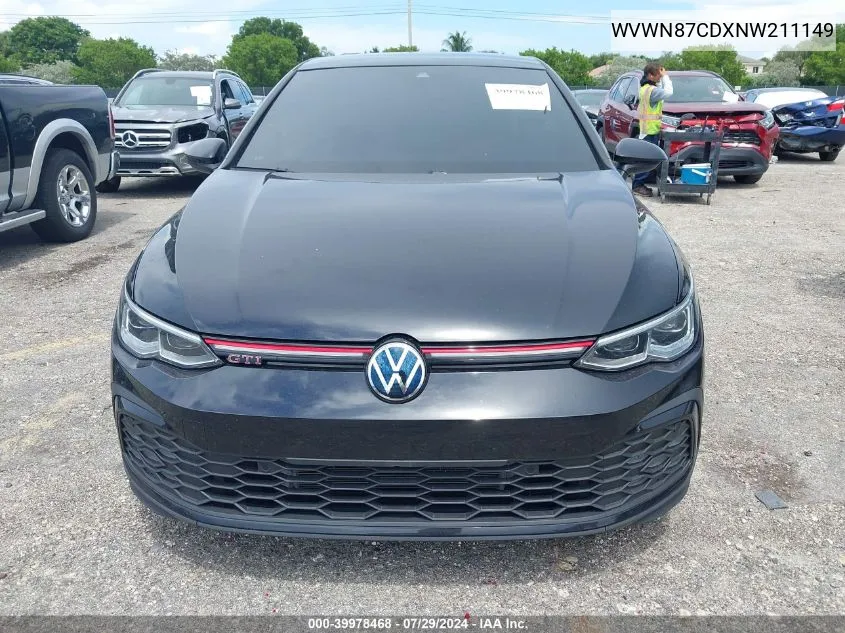 2022 Volkswagen Golf Gti 2.0T Se VIN: WVWN87CDXNW211149 Lot: 39978468