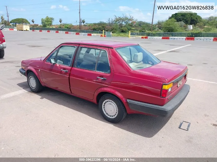 WVWGA0162GW826838 1986 Volkswagen Jetta Deluxe