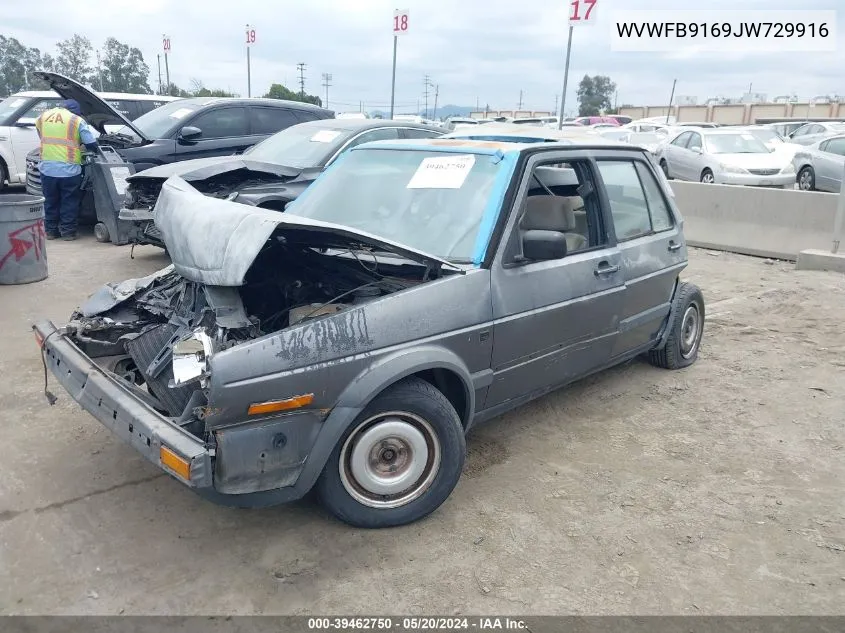 1988 Volkswagen Jetta Gl VIN: WVWFB9169JW729916 Lot: 39462750