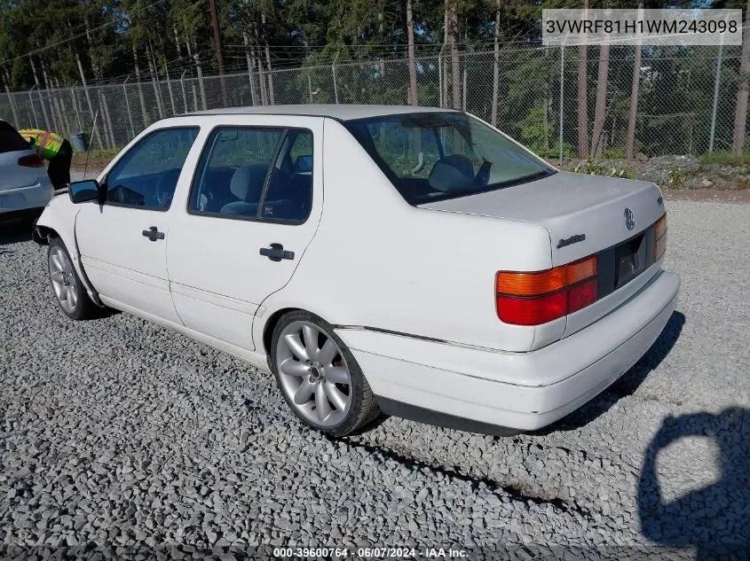 1998 Volkswagen Jetta Tdi VIN: 3VWRF81H1WM243098 Lot: 39600764