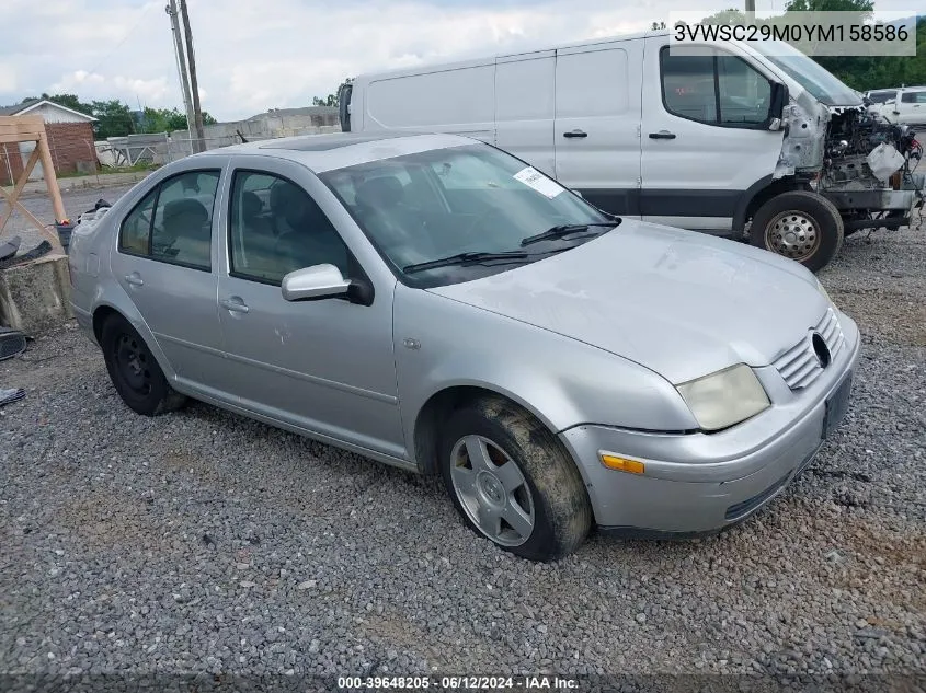 2000 Volkswagen Jetta Gls VIN: 3VWSC29M0YM158586 Lot: 39648205