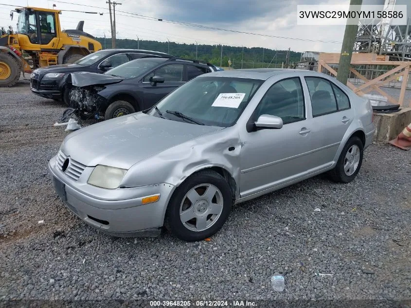 2000 Volkswagen Jetta Gls VIN: 3VWSC29M0YM158586 Lot: 39648205