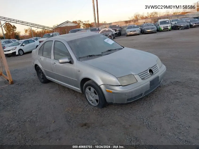 2000 Volkswagen Jetta Gls VIN: 3VWSC29M0YM158586 Lot: 40693703