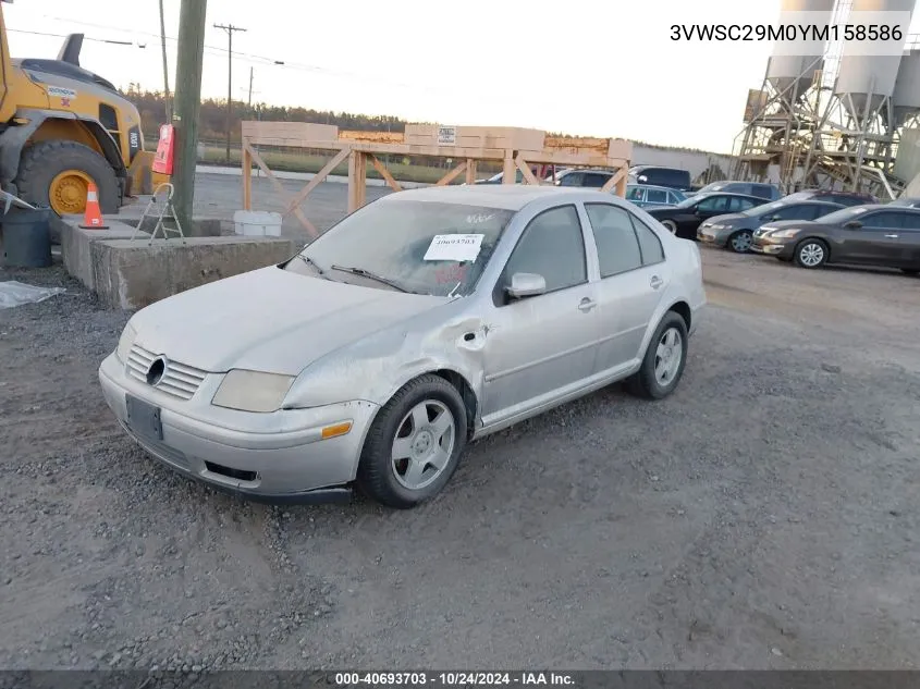 2000 Volkswagen Jetta Gls VIN: 3VWSC29M0YM158586 Lot: 40693703