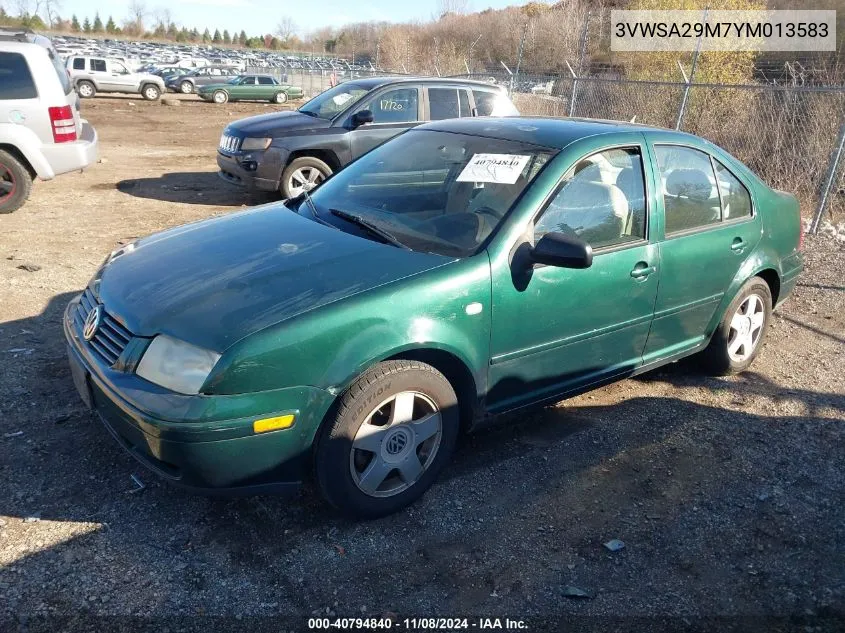 2000 Volkswagen Jetta Gls VIN: 3VWSA29M7YM013583 Lot: 40794840