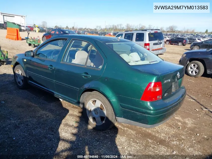 2000 Volkswagen Jetta Gls VIN: 3VWSA29M7YM013583 Lot: 40794840