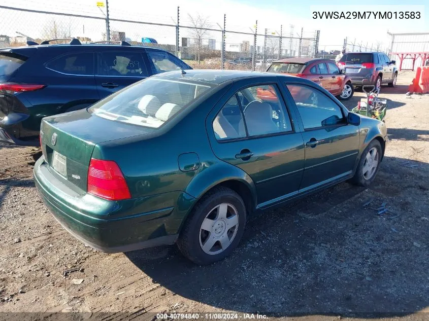 2000 Volkswagen Jetta Gls VIN: 3VWSA29M7YM013583 Lot: 40794840