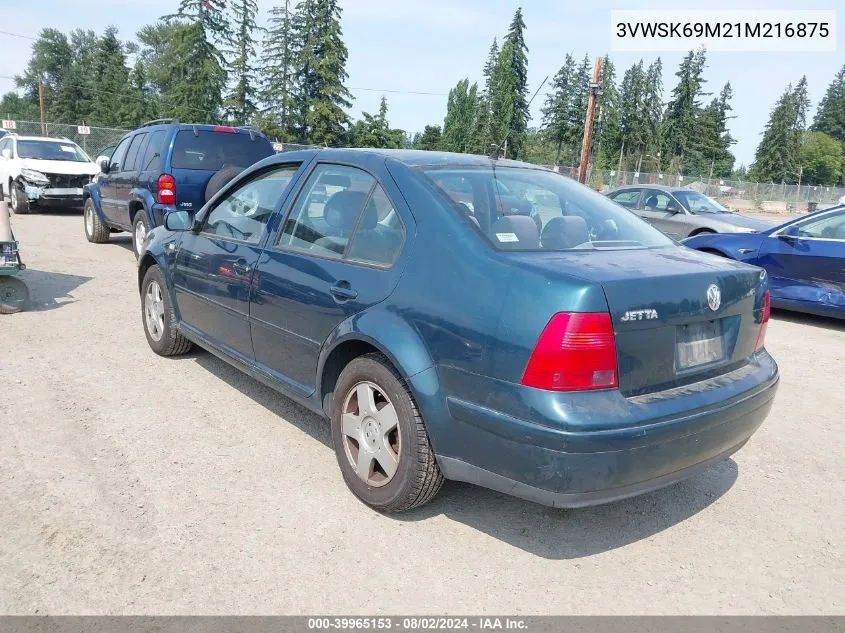 2001 Volkswagen Jetta Gls VIN: 3VWSK69M21M216875 Lot: 39965153