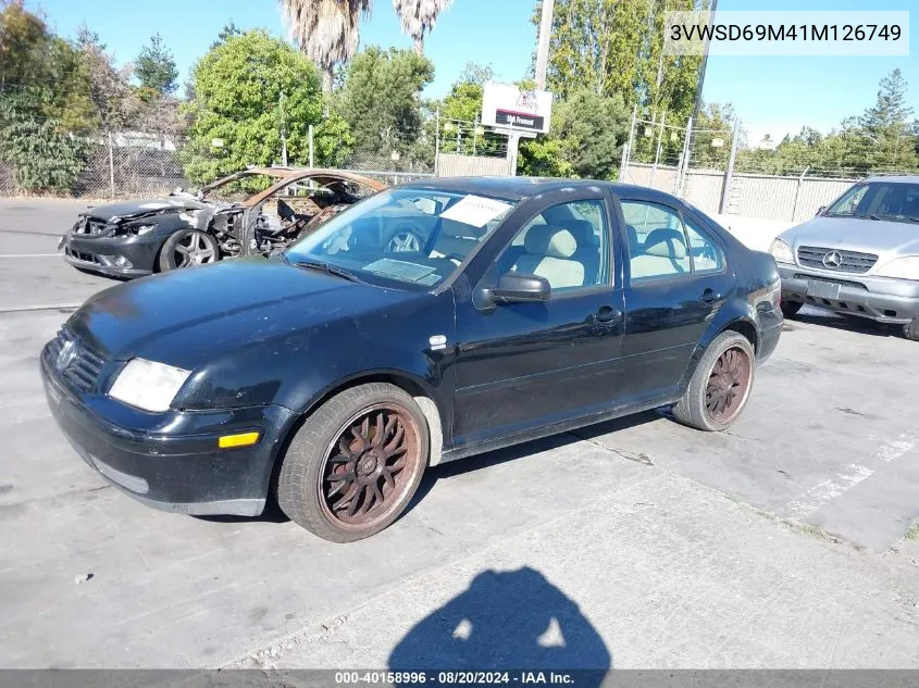 2001 Volkswagen Jetta Gls 1.8L Turbo VIN: 3VWSD69M41M126749 Lot: 40158996