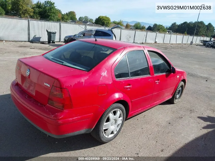 2001 Volkswagen Jetta Gls Vr6 VIN: 3VWSG29M01M002638 Lot: 40259569