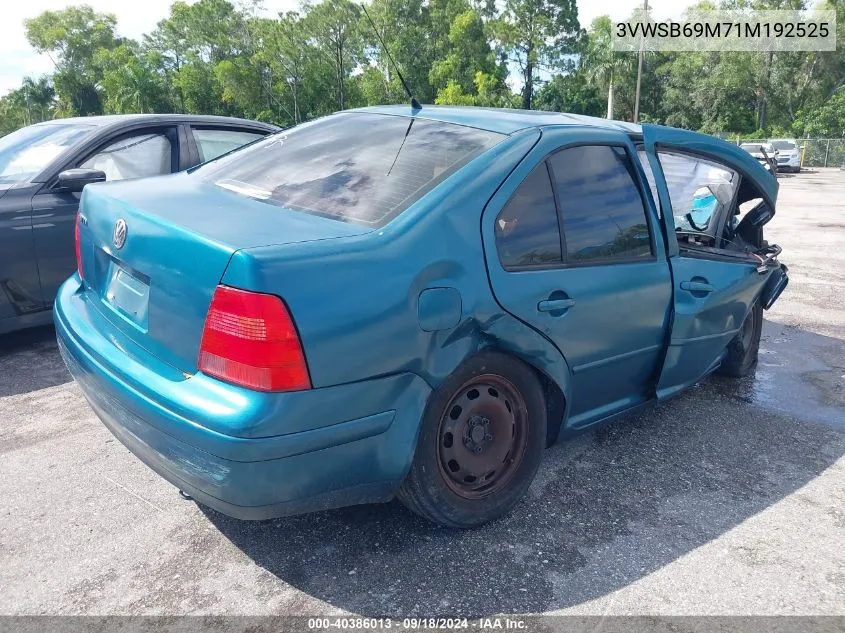 2001 Volkswagen Jetta Gls VIN: 3VWSB69M71M192525 Lot: 40386013