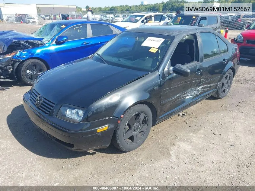 3VWSD69M01M152667 2001 Volkswagen Jetta Gls 1.8L Turbo