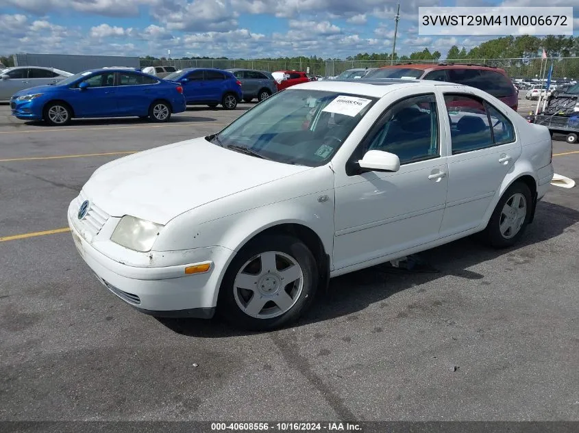 2001 Volkswagen Jetta Gls VIN: 3VWST29M41M006672 Lot: 40608556