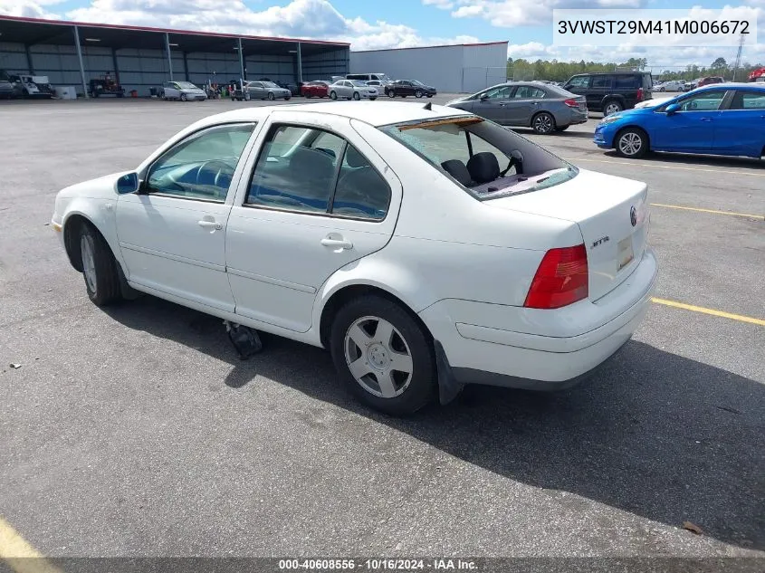 2001 Volkswagen Jetta Gls VIN: 3VWST29M41M006672 Lot: 40608556