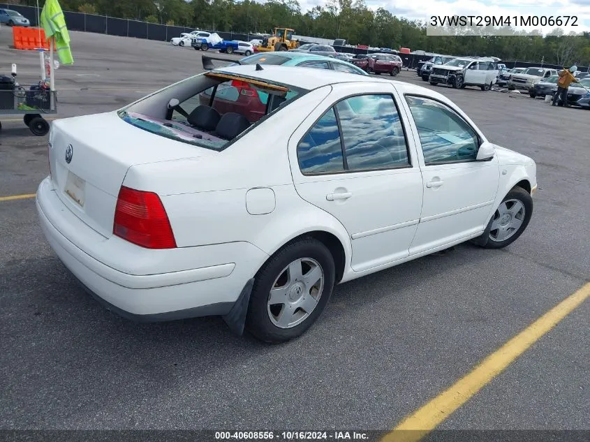 2001 Volkswagen Jetta Gls VIN: 3VWST29M41M006672 Lot: 40608556