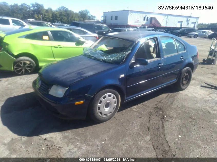 2001 Volkswagen Jetta Gls VIN: 3VWSK69M31M189640 Lot: 40793143