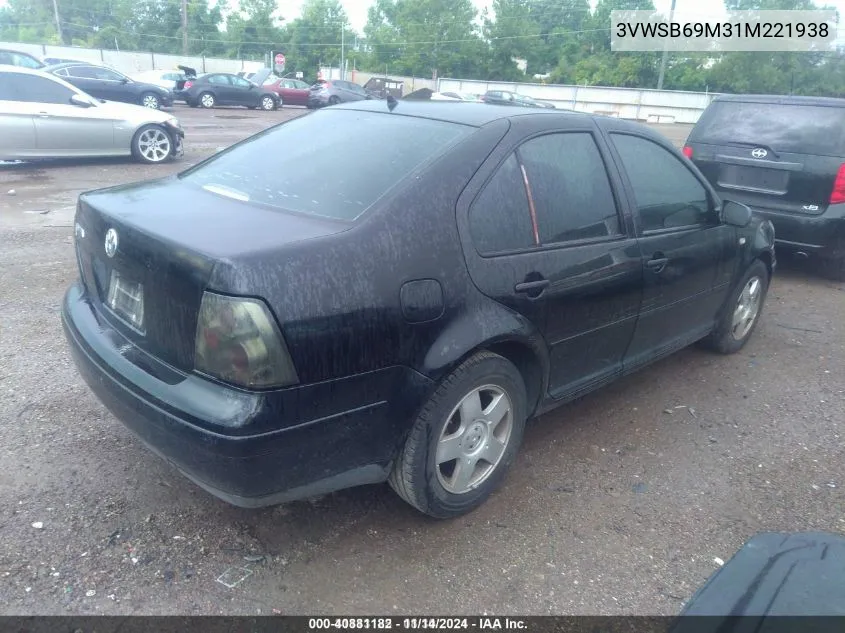 2001 Volkswagen Jetta Gls VIN: 3VWSB69M31M221938 Lot: 40881182