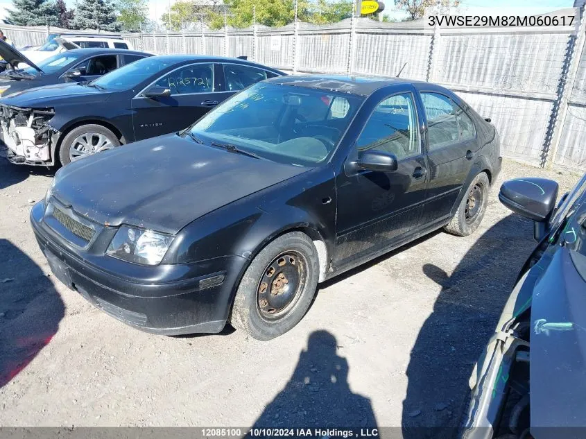 2002 Volkswagen Jetta Gls VIN: 3VWSE29M82M060617 Lot: 12085100