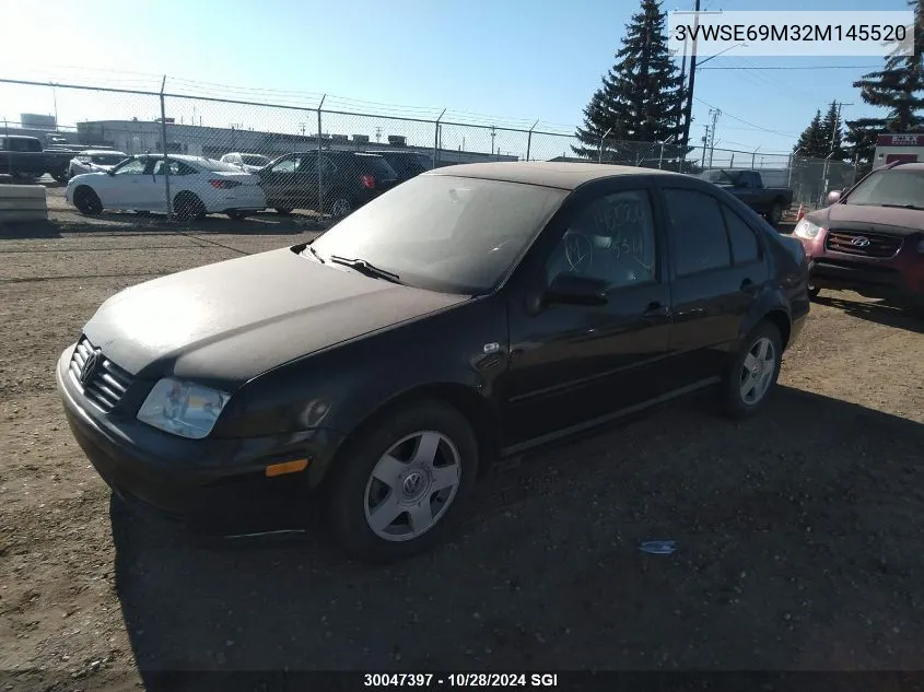 2002 Volkswagen Jetta Gls VIN: 3VWSE69M32M145520 Lot: 30047397