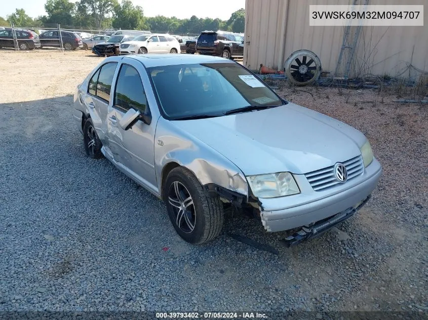 2002 Volkswagen Jetta Gls VIN: 3VWSK69M32M094707 Lot: 39793402