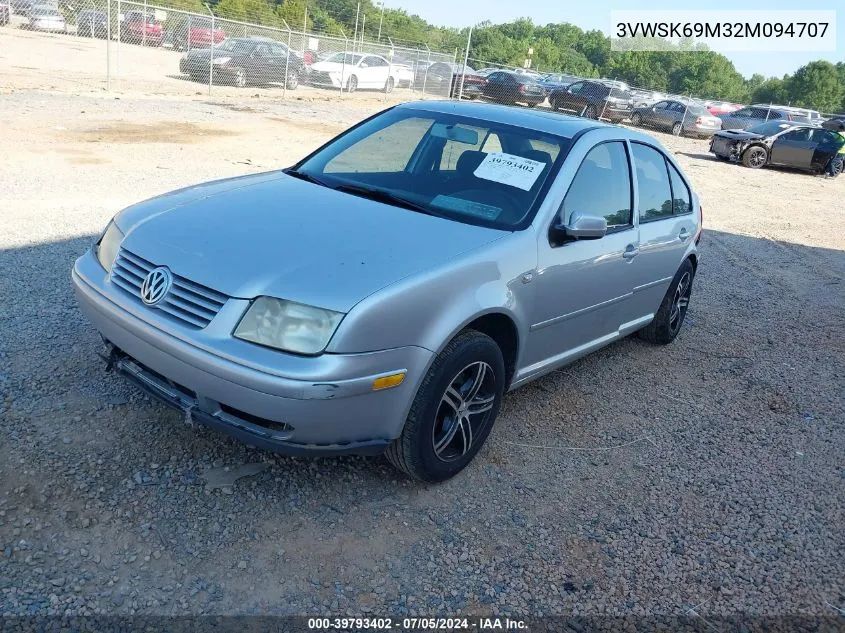 2002 Volkswagen Jetta Gls VIN: 3VWSK69M32M094707 Lot: 39793402