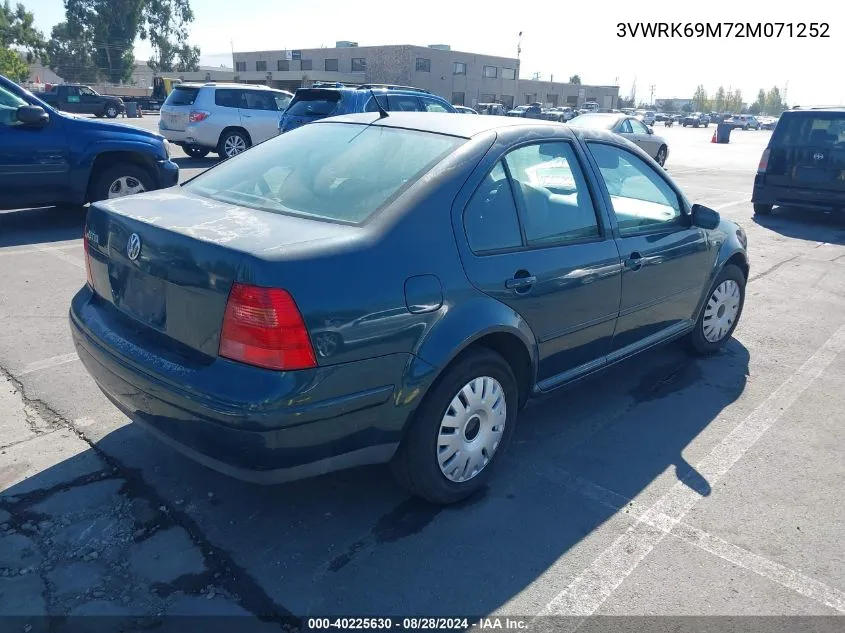 2002 Volkswagen Jetta Gl VIN: 3VWRK69M72M071252 Lot: 40225630