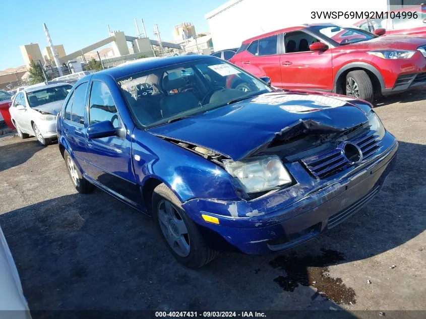 2002 Volkswagen Jetta Gls Tdi VIN: 3VWSP69M92M104996 Lot: 40247431