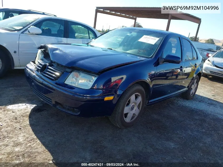 2002 Volkswagen Jetta Gls Tdi VIN: 3VWSP69M92M104996 Lot: 40247431