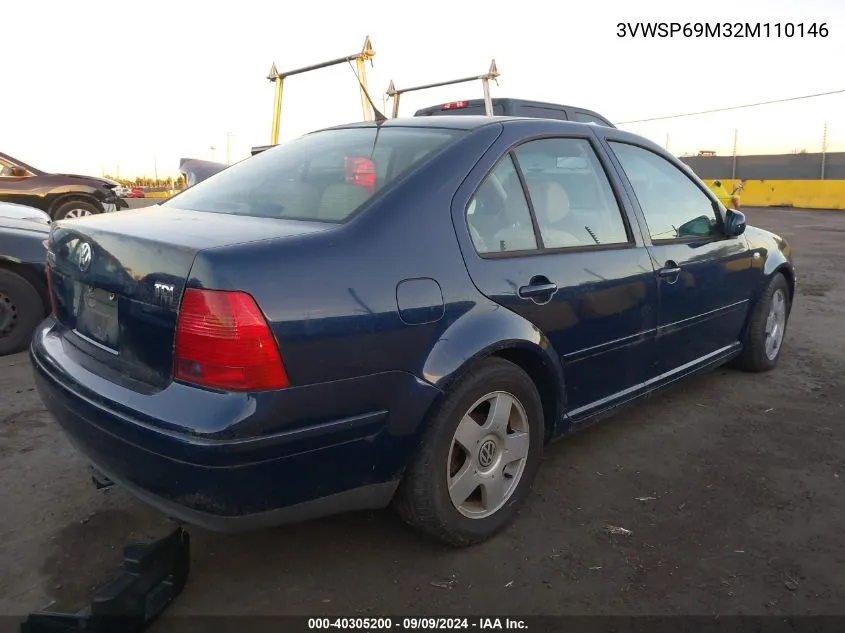 2002 Volkswagen Jetta Gls Tdi VIN: 3VWSP69M32M110146 Lot: 40305200