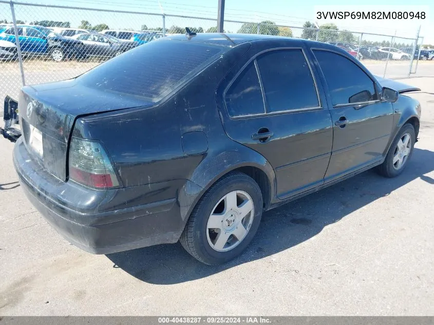 2002 Volkswagen Jetta Gls Tdi VIN: 3VWSP69M82M080948 Lot: 40438287