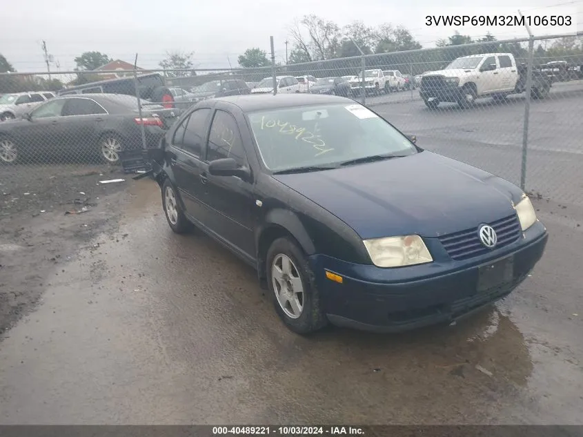 2002 Volkswagen Jetta Gls Tdi VIN: 3VWSP69M32M106503 Lot: 40489221