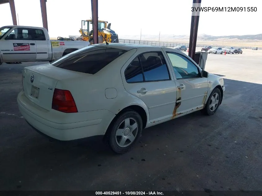 2002 Volkswagen Jetta Gls Tdi VIN: 3VWSP69M12M091550 Lot: 40529451