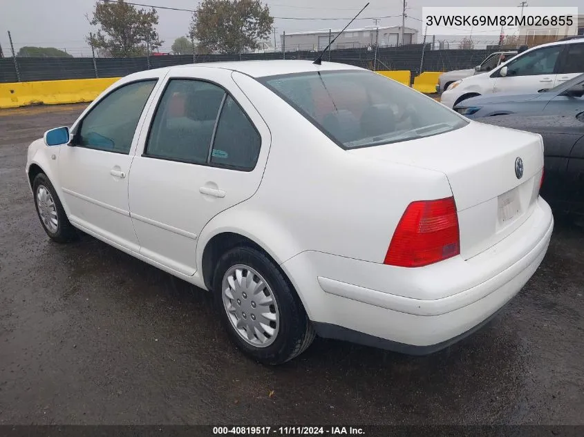 2002 Volkswagen Jetta Gls VIN: 3VWSK69M82M026855 Lot: 40819517