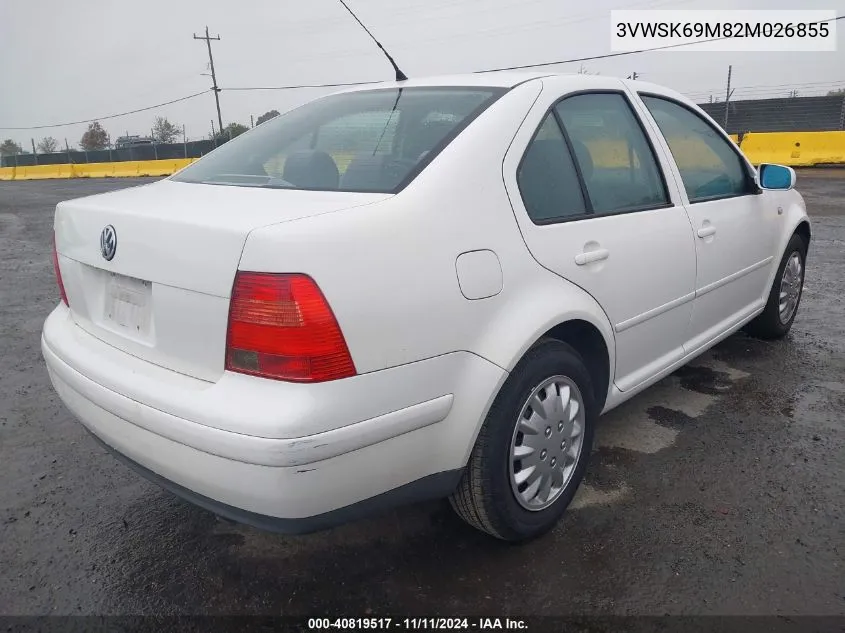 2002 Volkswagen Jetta Gls VIN: 3VWSK69M82M026855 Lot: 40819517