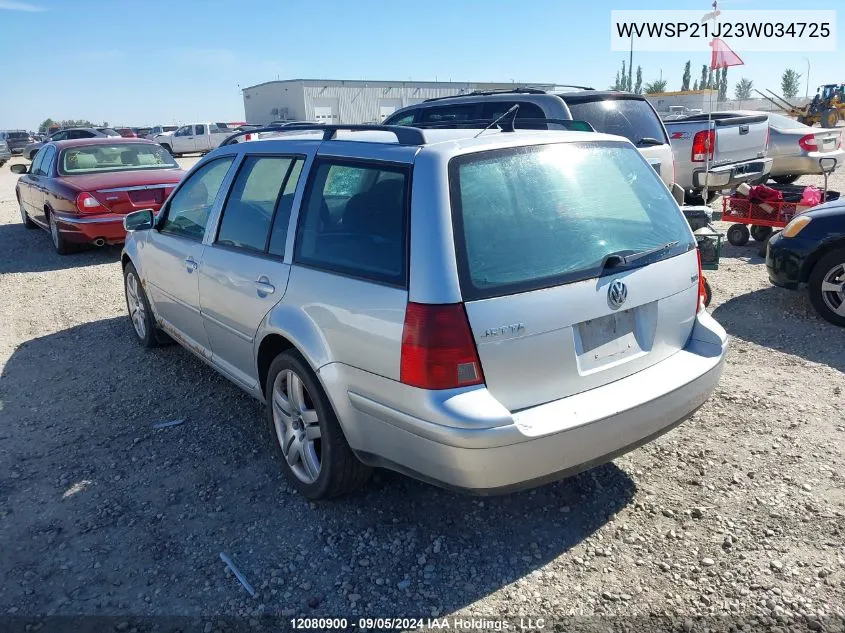 2003 Volkswagen Jetta VIN: WVWSP21J23W034725 Lot: 12080900