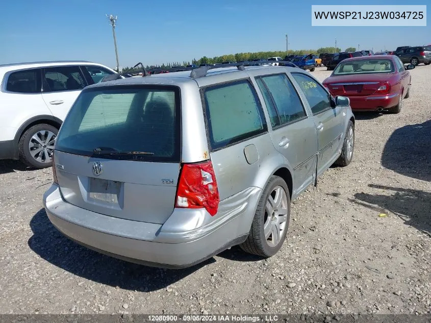 2003 Volkswagen Jetta VIN: WVWSP21J23W034725 Lot: 12080900